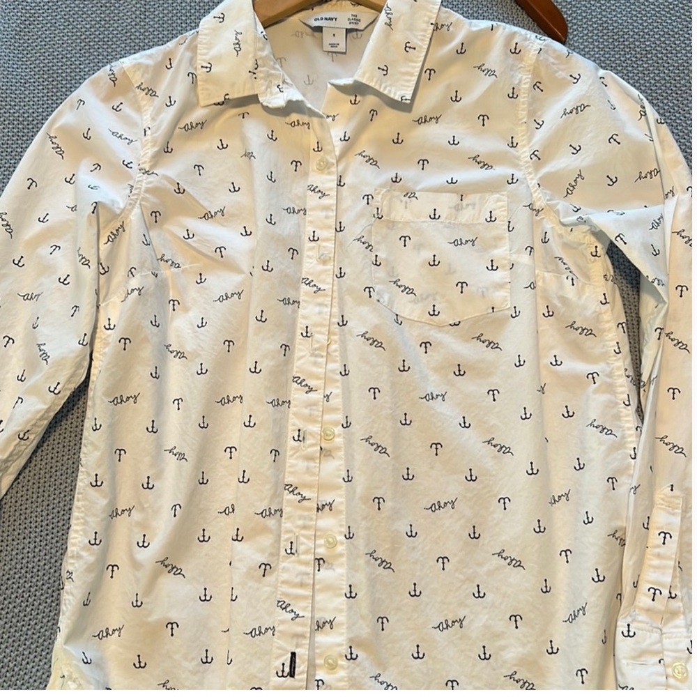 Old Navy White Anchor Print Casual Shirt